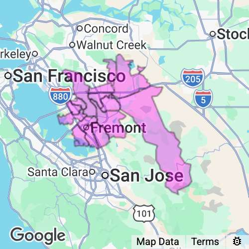 Alameda County (South/East) California real estate agent mailing area