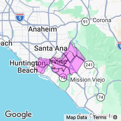 Orange County (Irvine/Costa Mesa) California real estate agent mailing area