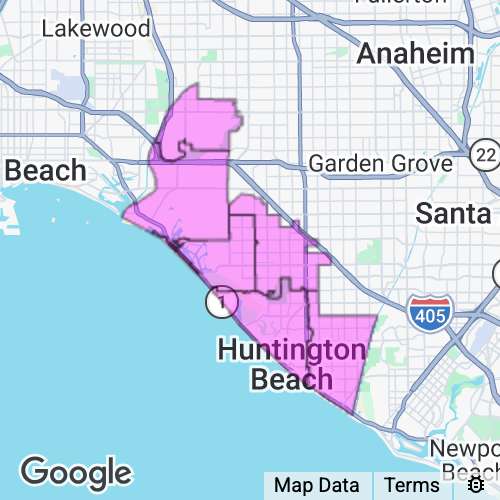 Orange County (Coastal North) California real estate agent mailing area