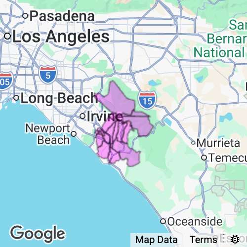 Orange County (Inland South) California real estate agent mailing area