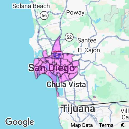 San Diego County (Metro) California real estate agent mailing area