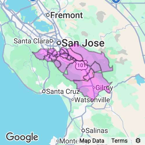 Santa Clara County (South) California real estate agent mailing area