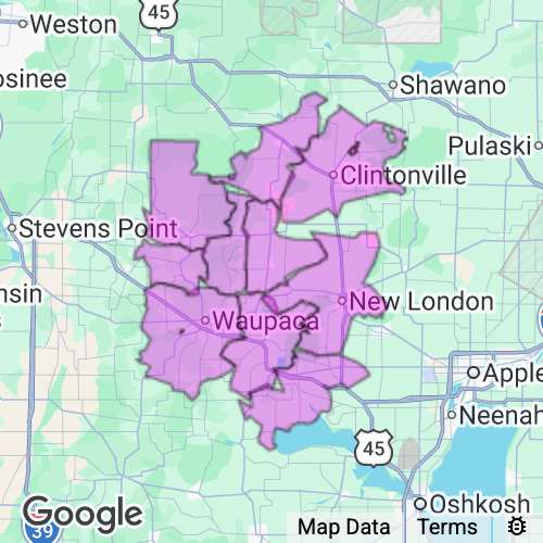 Waupaca County Wisconsin real estate agent mailing area